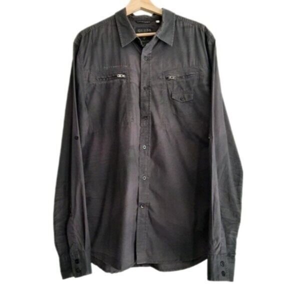 GUESS | Button Down Casual Shirt Utility Roll-up Sleeve Men's Sz XL - Picture 1 of 12